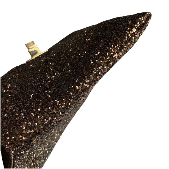 Anya Hindmarch Brown Glitter Clutch Leather Valorie Gold Turn Lock Handbag - Picture 8 of 17